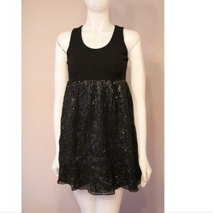 Alice + Olivia Black Sleeveless Dress, Sparkle Bottom XS Extra Small